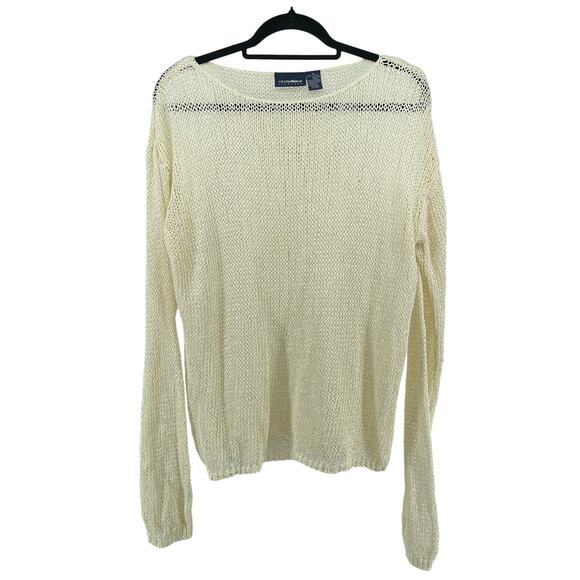 Liz Claiborne Sweaters - Liz Claiborne LIZSPORT Women’s Creme Fishnet Crochet Knit Pullover Sweater XL